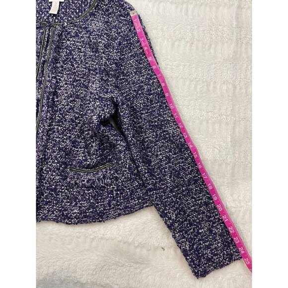 Chicos Cardigan Sweater Jacket 3 XL Long Sleeve Purple Tweed Hook and Eye Warm - Picture 7 of 8